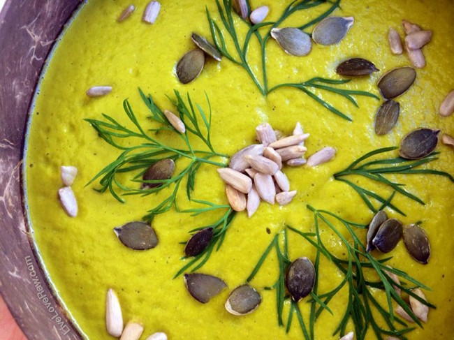 Raw pumpkin curry soup by Anya Andreeva, Live Love Raw